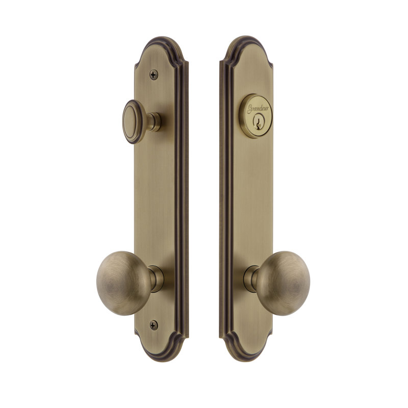 Complete Arc Entry Knob Set with Deadbolt, Vintage Brass, 2.375"