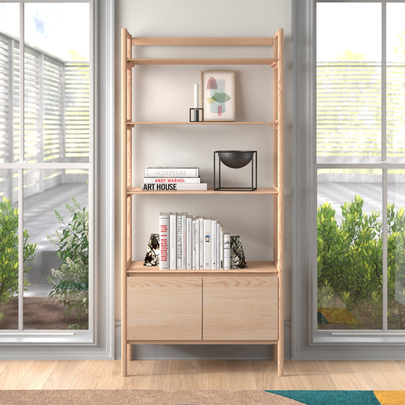 Joe 172.5 cm H x 80 cm W Solid Wood Etagere Bookcase, Oak