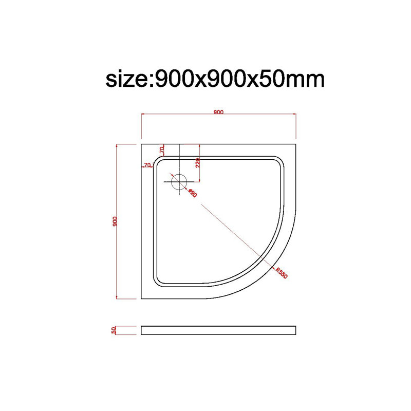 Gillo 900 x 900 mm Plastic Shower Tray - White