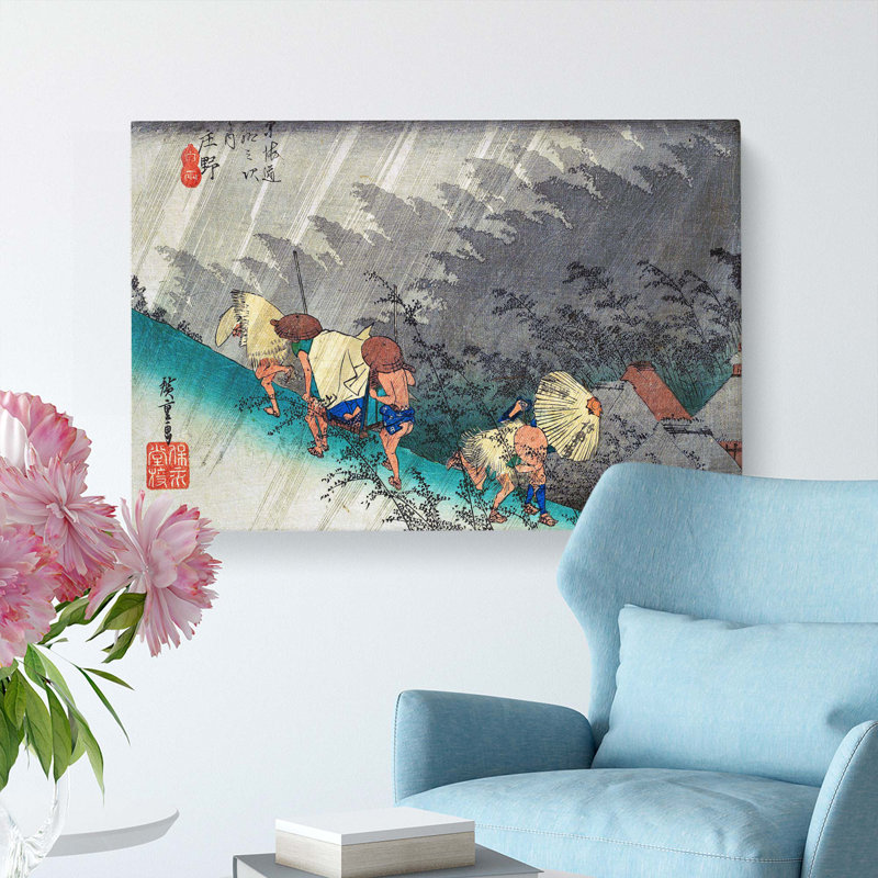 White Rain At Shono by Utagawa Hiroshige - Wrapped Canvas Painting, 50cm H x 76cm W x 3cm D