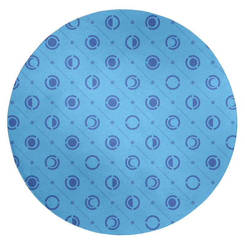 Tapis de la lune phases bleu/mauve, Rond 5 pi