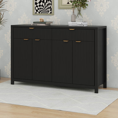 Buffet moderne à motif de vagues avec 2 tiroirs et 4 portes - rangement de style scandinave