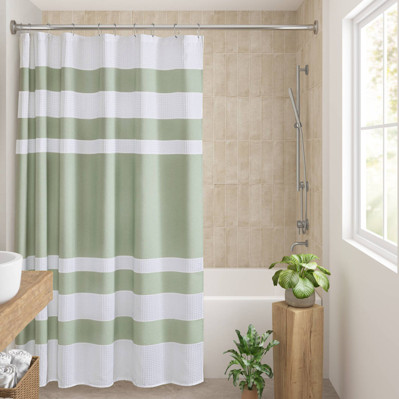 Rideau de douche gaufré de type spa avec traitement 3M, H 72 po x l 72 po, Vert sauge