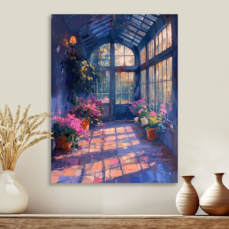 Serre rose ensoleillé Serenity - Art mural, H 12 po x l 20 po, Toile tendue
