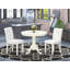 Ensemble de table de salle à manger 5 pièces comprenant une table de cuisine ronde avec piédestal et 4 chaises Parson revêtues de similicuir blanc, lin blanc-1325431809-1243050151-1326178731