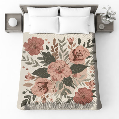 Couvre-lit matelassé à motif floral toutes tailles