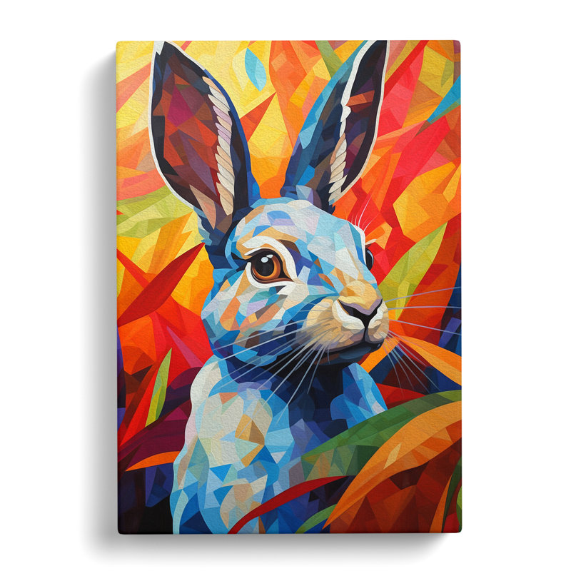 Rabbit Hard Edge Painting - Wrapped Canvas, 50cm H x 35cm W x 3cm D