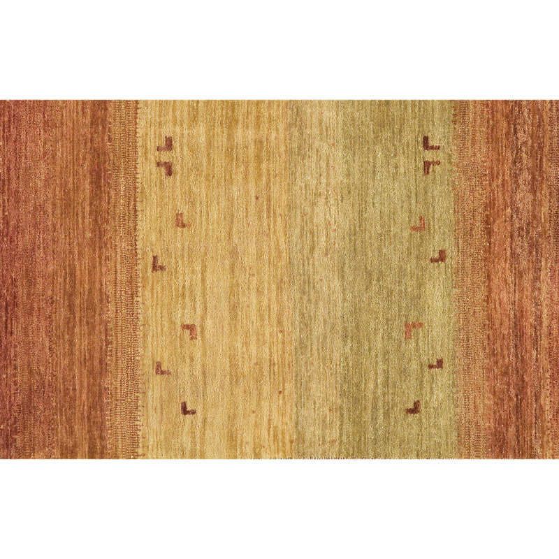 Hand Knotted Wool Area Rug in Rust/Green/Orange, Rectangle 6' x 9'