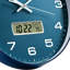 Horloge murale, cadran 12 po, analogique à pile, avec affichage à cristaux liquides pour calendrier perpétuel et température F °, idéal pour une maison moderne, une chambre à coucher, une cuisine, un bureau (bleu)