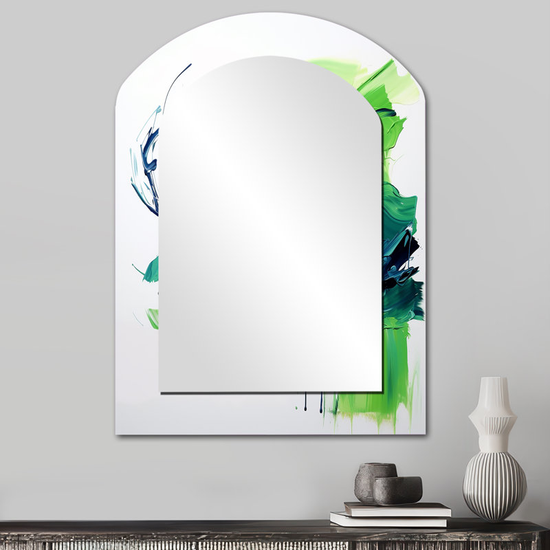 Vert et bleu surréel tourbillonnant charme II, 34 po x 25 po