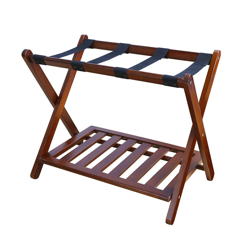 Porte-bagages pliable en bois, Noyer, H 22,25 po x l 26,75 po x P 16 po