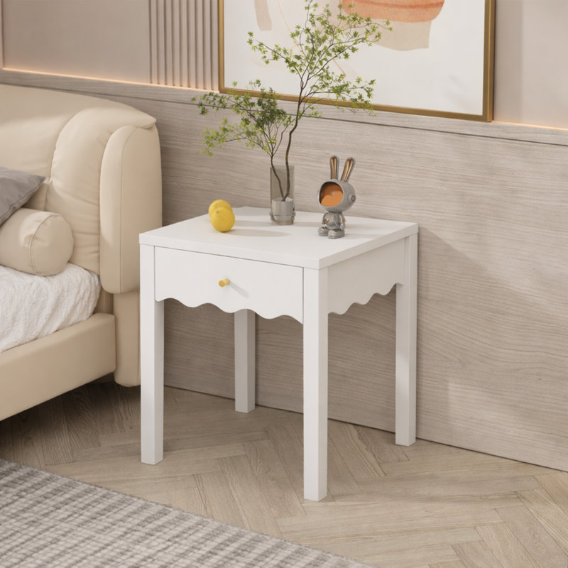White Nightstand with Drawer