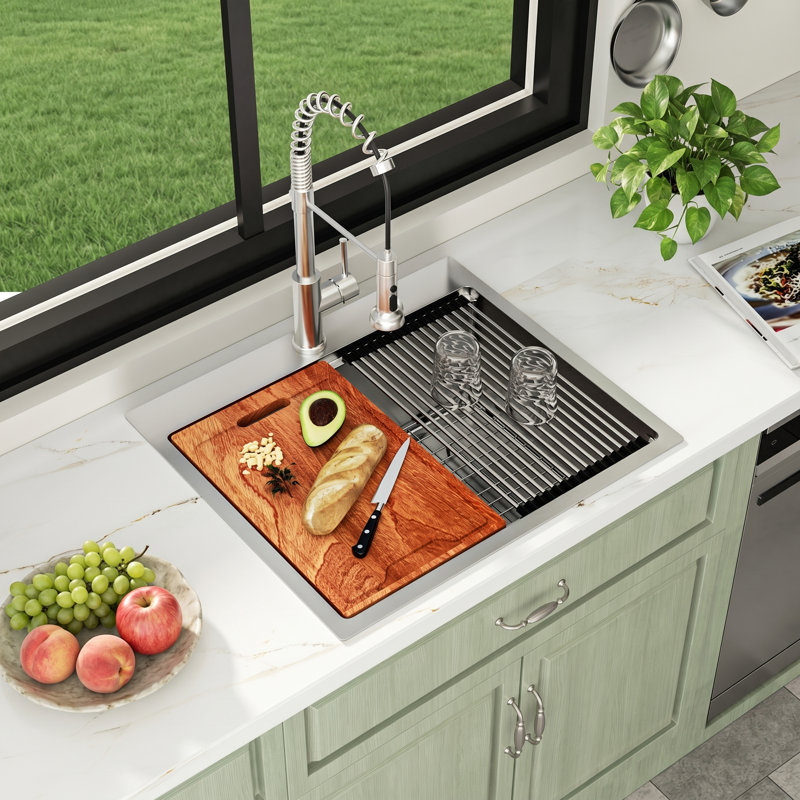 25" L x 22" W Drop-in Kitchen Sink  Sink 16 Gauge Stainless Steel Single Bowl Sink