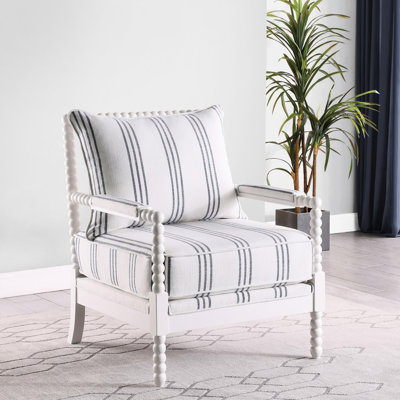 Chaise d'appoint Style en blanc et bleu marine - Confort supplémentaire avec chaise rembourrée à garniture de passepoil, pour la vie moderne