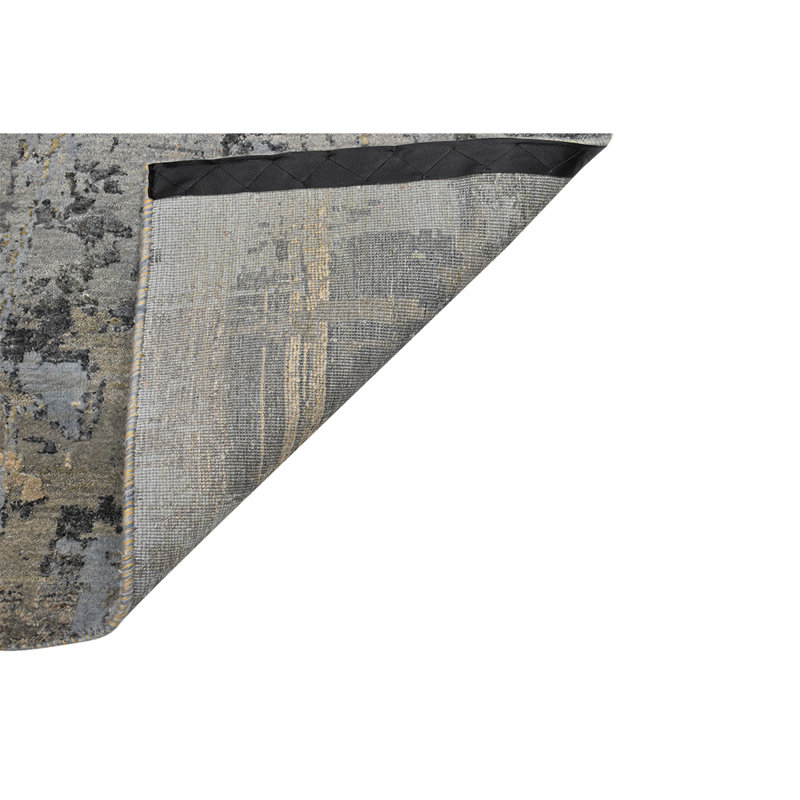 Handmade Silk and Wool Abstract Area Rug, Rectangle 8' x 10'
