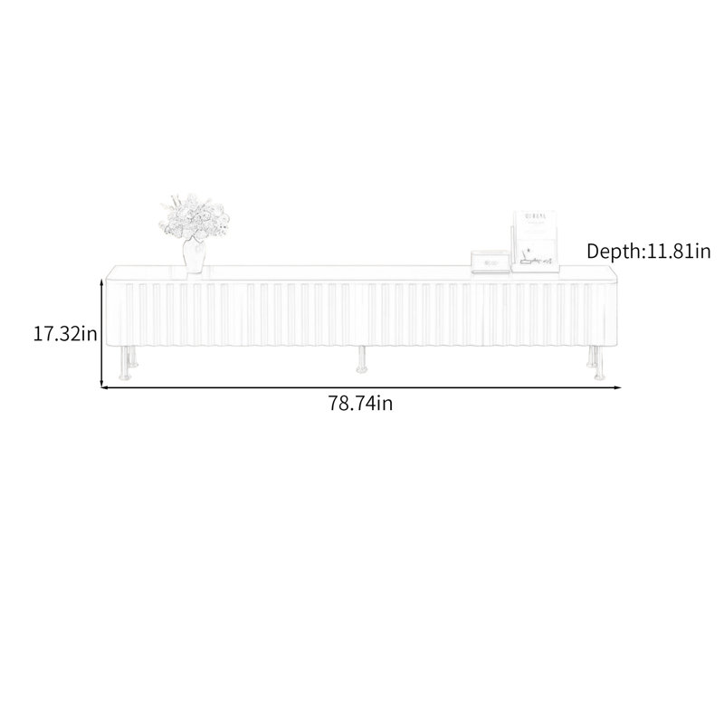Meuble télé avec rangement Wave, H 17,32 po x l 78,74 po x P 11,81 po, Blanc