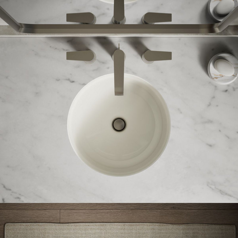 16-1/4 In. Round Undermount Bathroom Sink, No Overflow, Biscuit