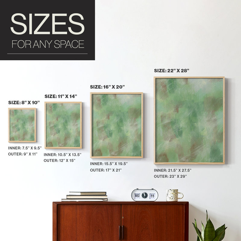Green Shadows I Framed Print - Solid Wood, 11" H x 9" W
