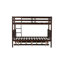 Lit superposé simple au-dessus de double en bois d'hévéa avec lit gigogne, échelle convertible et garde-corps, lit convertible détachable, avec lit gigogne simple, espresso