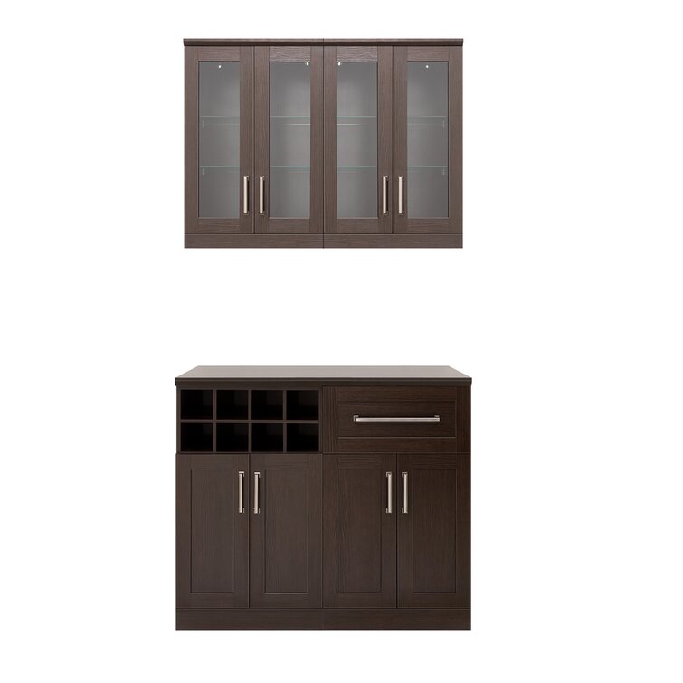 Home Bar 21" Shaker Style 5 Piece Cabinet Set with Wine Storage