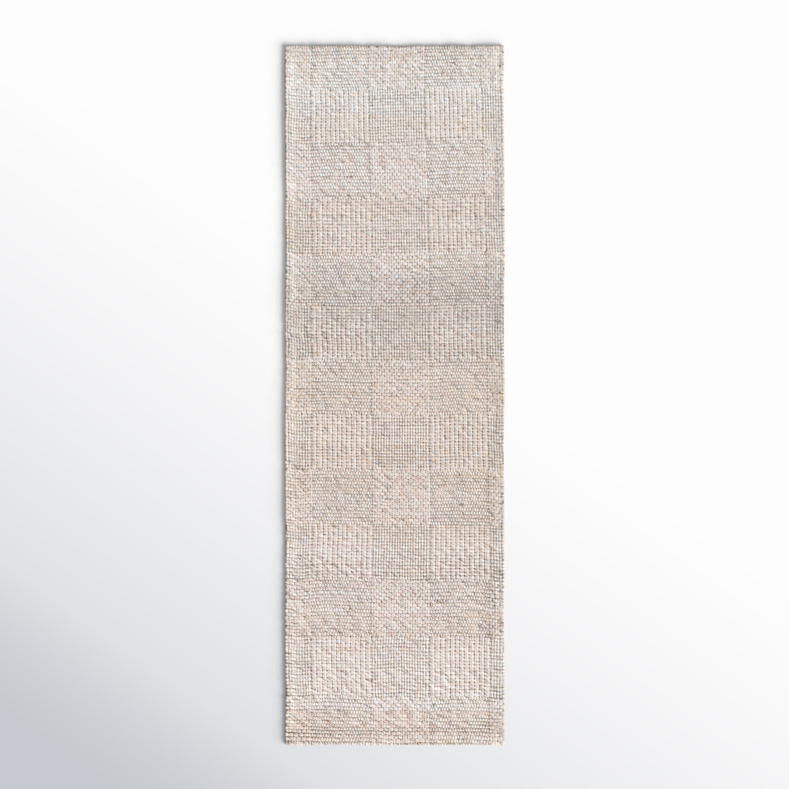 Becker Off-White Gray Hand-Woven Geometric Wool Rug, Runner 2'6" x 8'