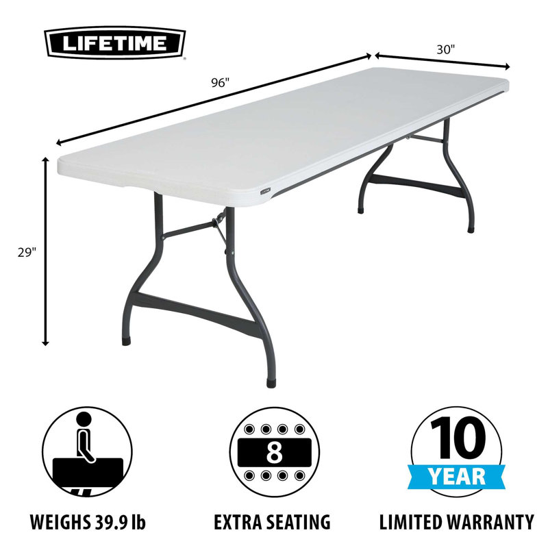 Table pliante portative 96 po, Granit blanc