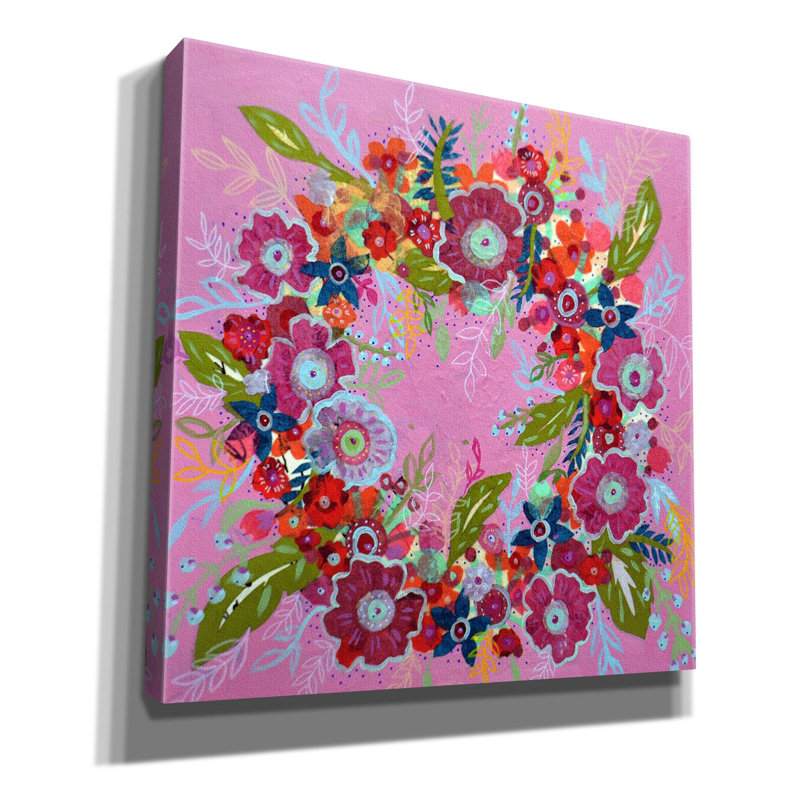 Toile épique Graffiti «Spring Wreath» par Jeri Hauth, 12 po x 12 po, H 12 po x l 12 po