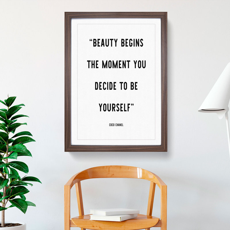 Beauty Begins - Picture Frame Typography, 48cm H x 36cm W x 2cm D, Walnut