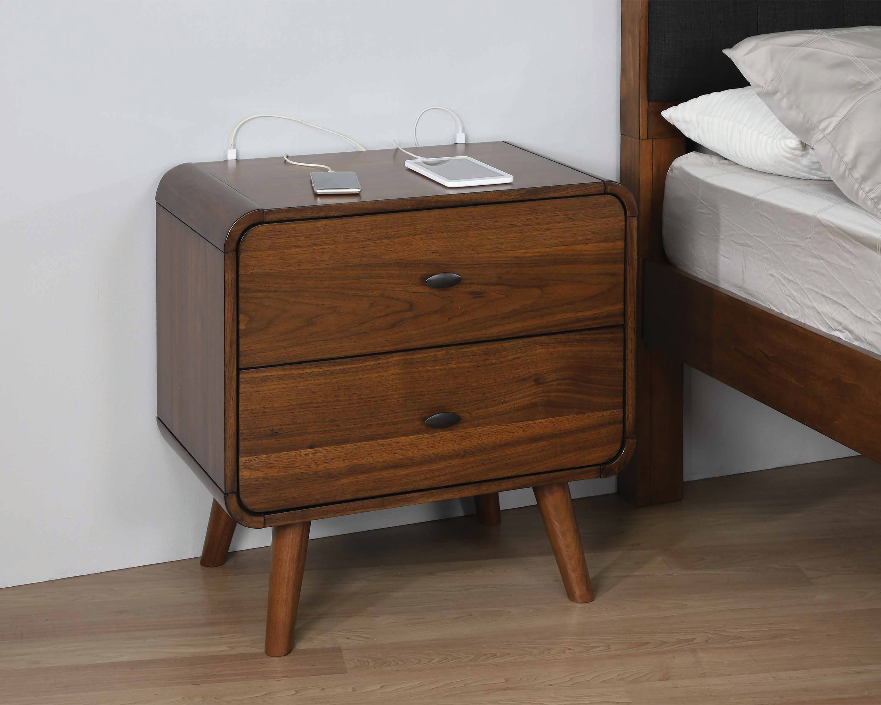 Wade Logan Kegan 2 - Drawer Nightstand in Dark Walnut & Reviews | Wayfair
