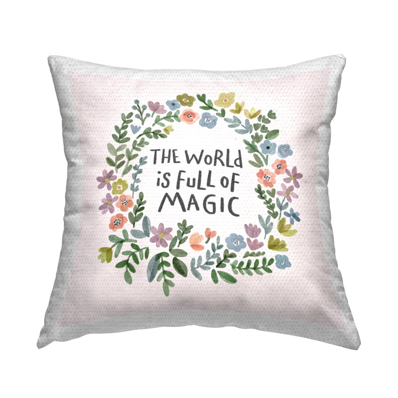 Coussin d'extérieur plein de citation de fleurs pleine de magie par Nina Muis Surface Design