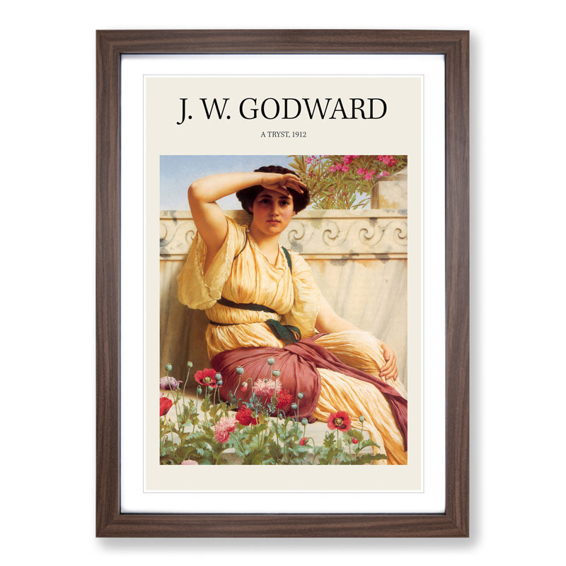 A Tryst by John William Godward - Picture Frame Painting, 36cm H x 27cm W x 2cm D, Walnut Framed