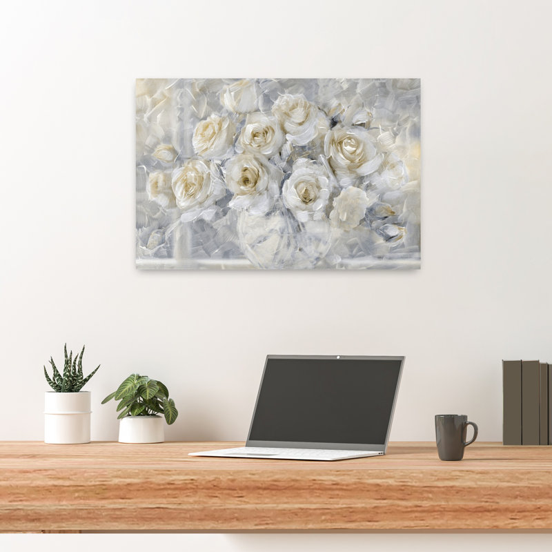 Fleurs fluides 2, art romantique impressionniste élégant, H 16 po x l 24 po