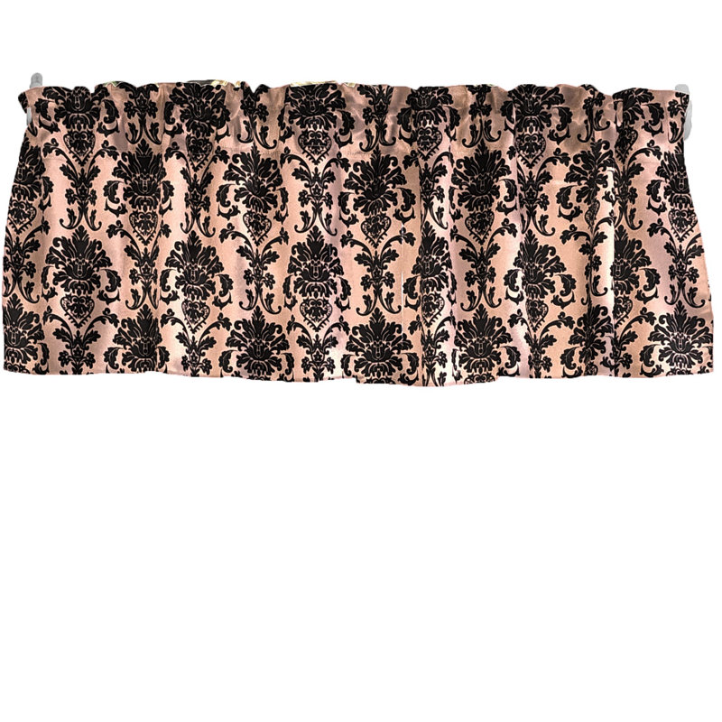 Cantonnière florale en damas 58 po, L 58 po x L 14 po, Pêche
