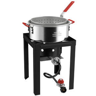 Turkey Fryer & Fish Fryer Kit, Waterproof Cover & 12-inch Skimmer, 55,000BTU Propane Burner Stove, Aluminum Turkey Fryer Pot, Outdoor Deep Fryer, Crawfish Boiler with Basket