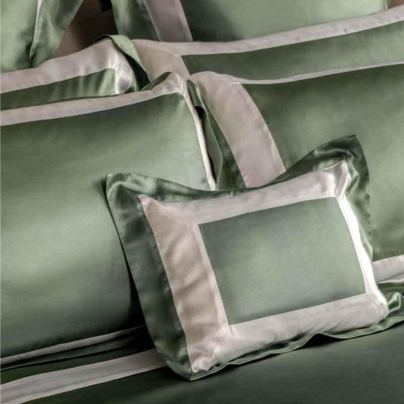 Silk Pillowcase King 20"x40" Ashdown Green & White Border, King Oxford Pillow Case