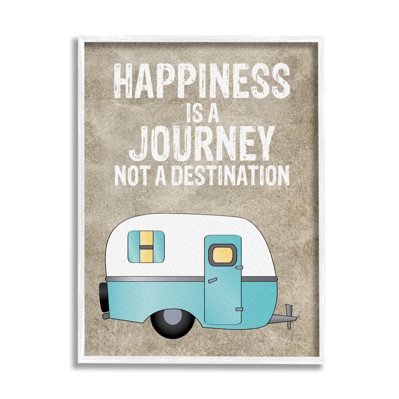 «Happiness Is A Journey», impression inspirante, L 11 po x H 14 po, Giclée encadrée blanc bord de mer