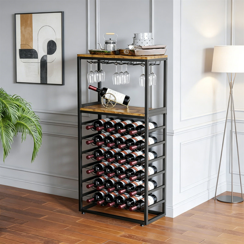 Wine Bottle & Glass Rack Black,Brown