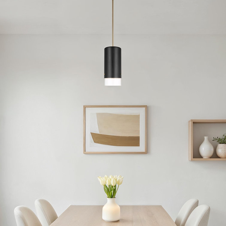 Saeger 1-Light Dimmable Cylinder Single Pendant