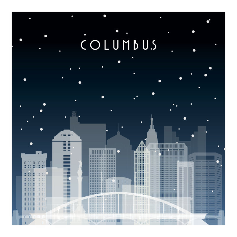 Winter Night In Columbus by Greens87 - Wrapped Canvas Print, 122cm H x 122cm W