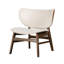 Chaise d'appoint moderne à oreilles en noyer et beige Mid-Century