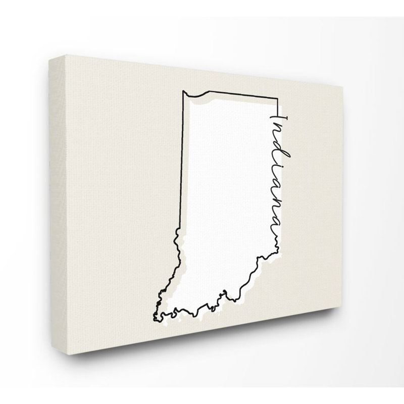 « indiana home state map neutral design », impression sur toile, Toile, H 16 po x l 20 po x P 1,5 po