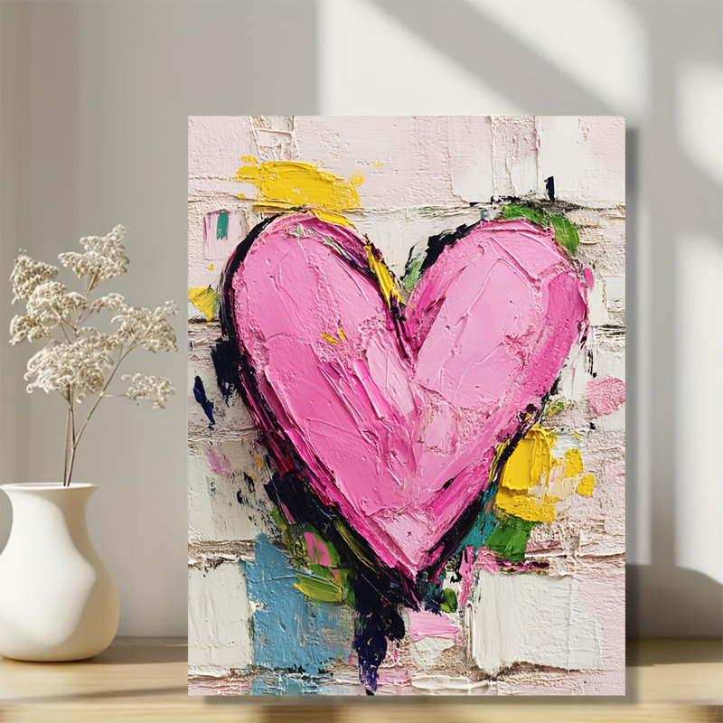 Impression sur toile "Bold Textured Pink Heart" - Urban Studio, 18 * 12 pouces (45 * 30 * 2cm)