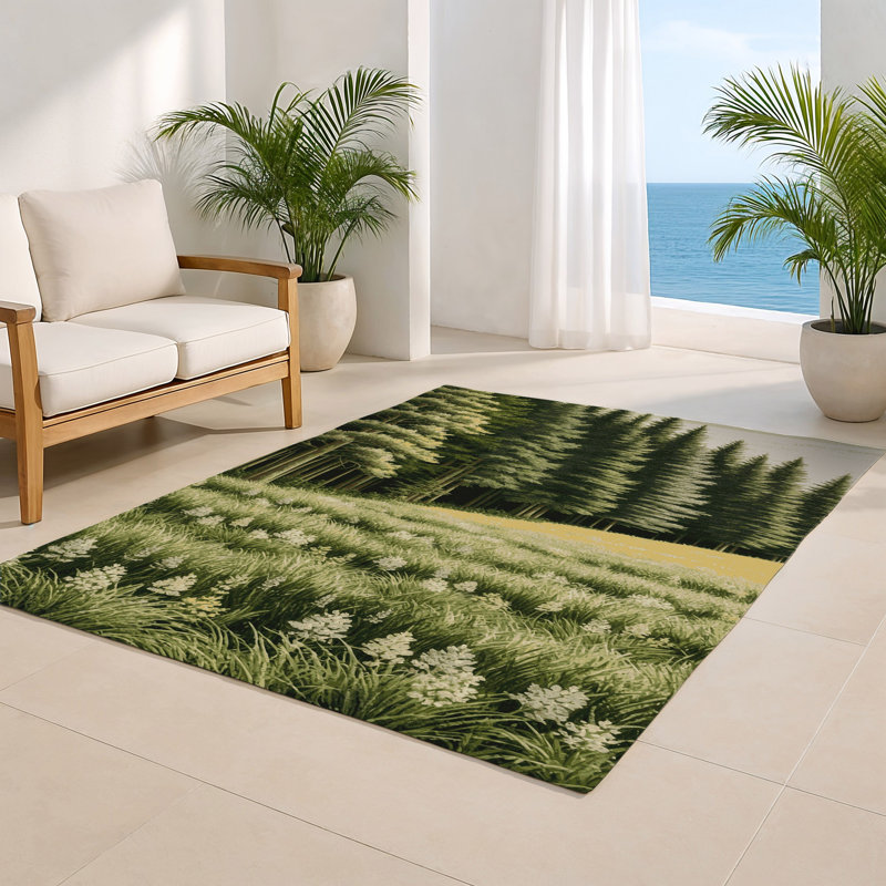 Nature Green Indoor and Outdoor Area Rug, Rectangle 2' x 3'