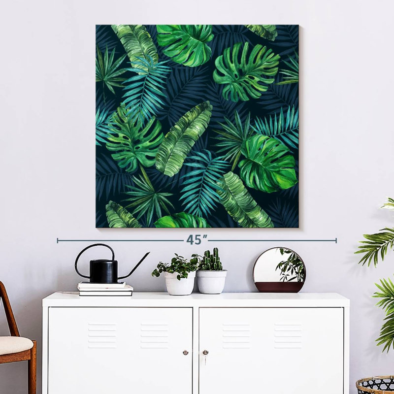 Mixed Tropical Leaves, 33" H x 33" W