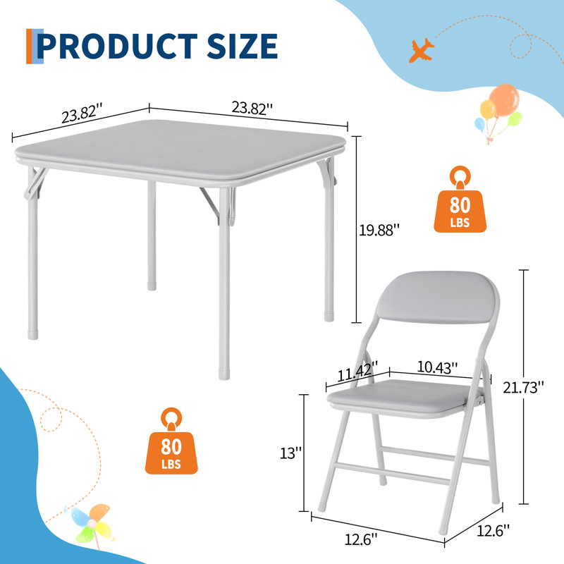Ensemble de 3 chaises pliantes carrées pour enfants
