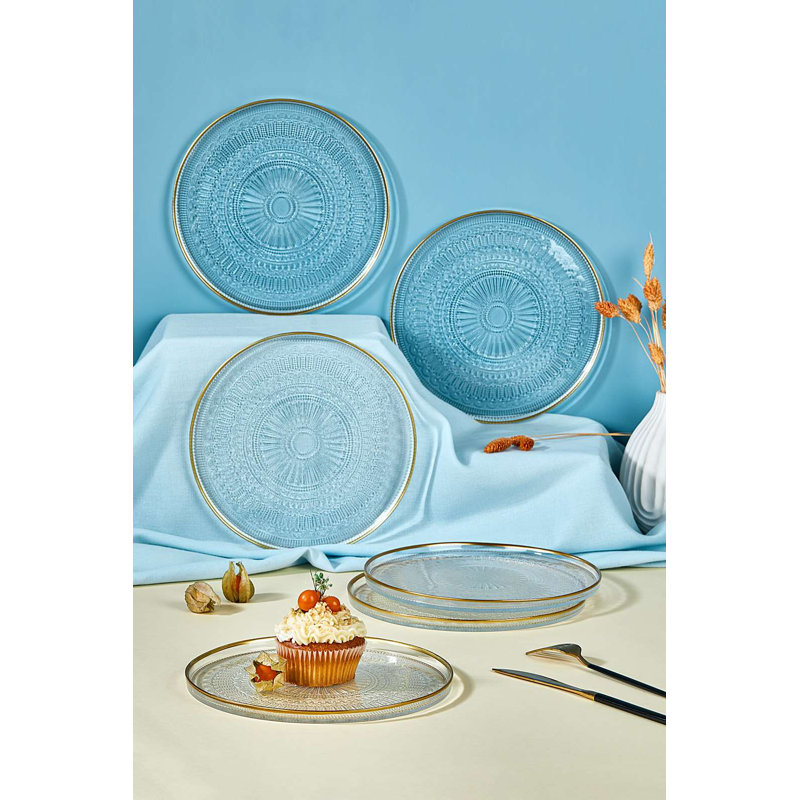 Elegant Dessert Plate Set (6 Pieces), 8.3 inches, 100% Glass, Transparent | Perfect for Serving Cakes, Pastries & Desserts | Stylish Design, Ideal for Parties & Special Occasions, Hand Wash Recommended