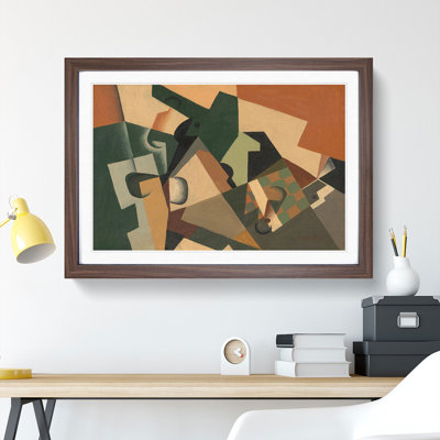 Glass and Checkerboard by Juan Gris - Picture Frame Painting