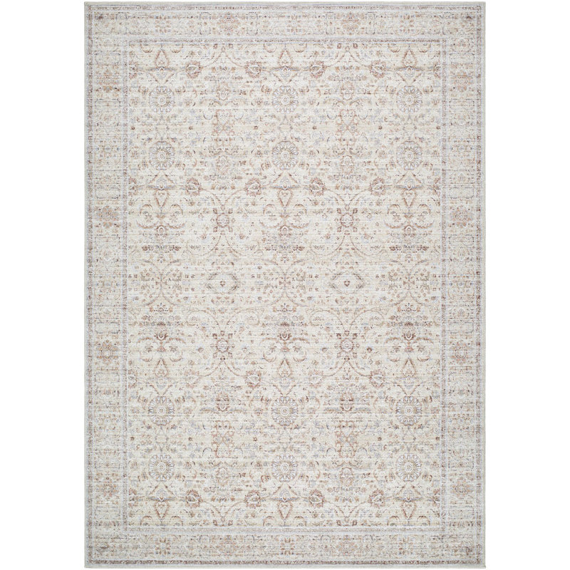 Ivory and Light Gray Synthetic Reversible Runner Rug, 2'6" x 7'3"