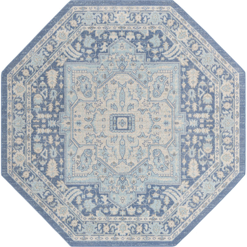 Tapis traditionnel bleu Matthei, Octogone 7 pi