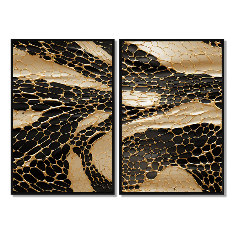 Lizabeth - Glam, Modern Canvas Wall Art, Black, 36" H x 48" W, Impression encadrée flottante